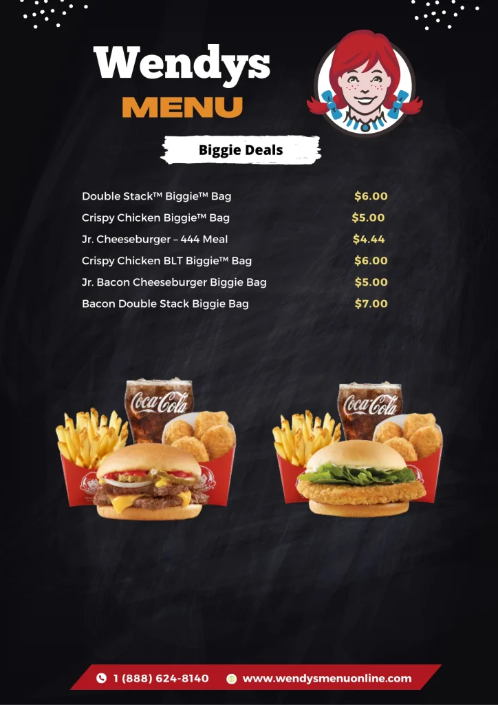 Wendys Biggie Deals menu