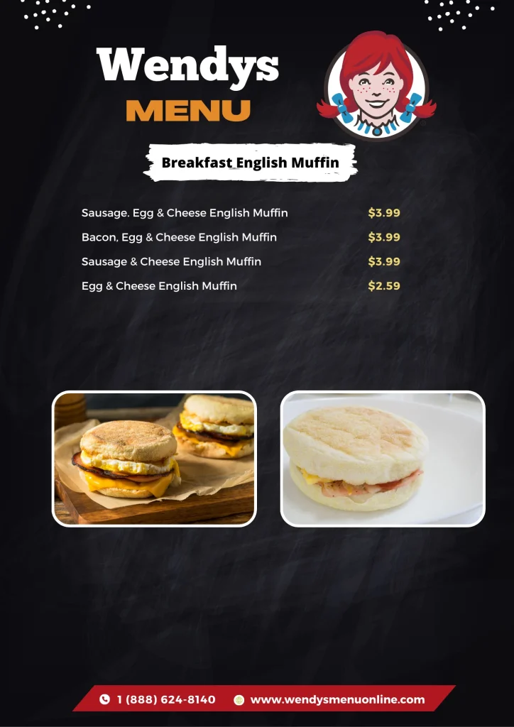 Wendys Breakfast English Muffin menu