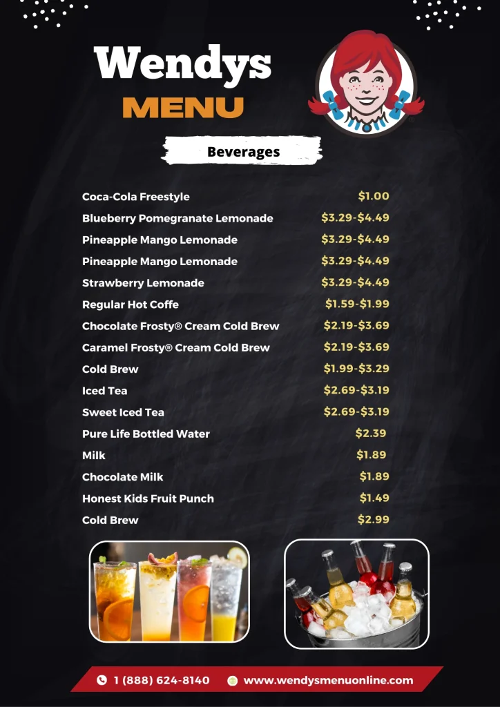 Wendys Drinks menu