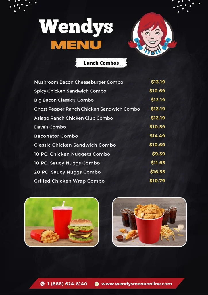 Wendys lunch Combos Menu